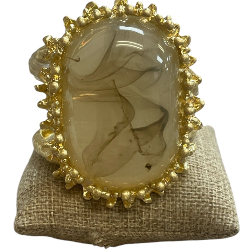 9.8.26 Bracelet chunky ivory w gold crusted edges