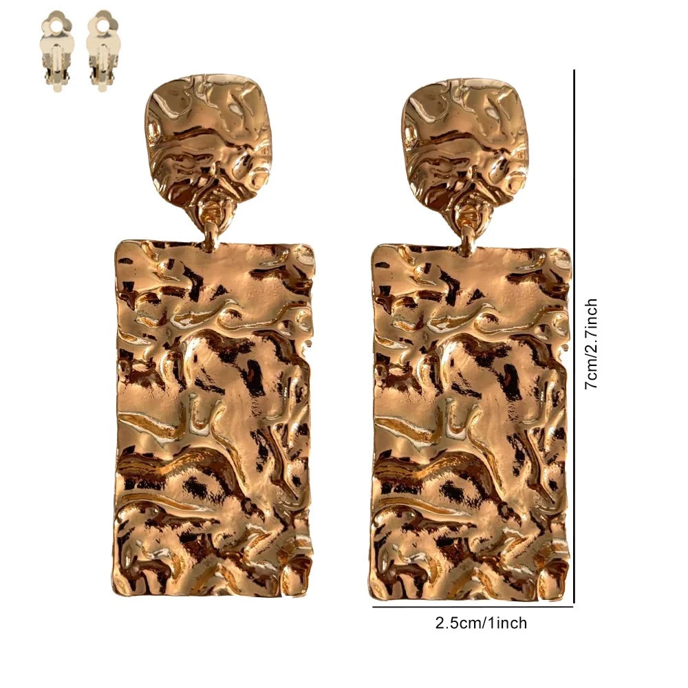 7.28.26 Earring clipon crushed metal dangling