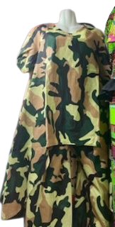 6.22.25 Pants set high low camo w palazzo pants up to 1x