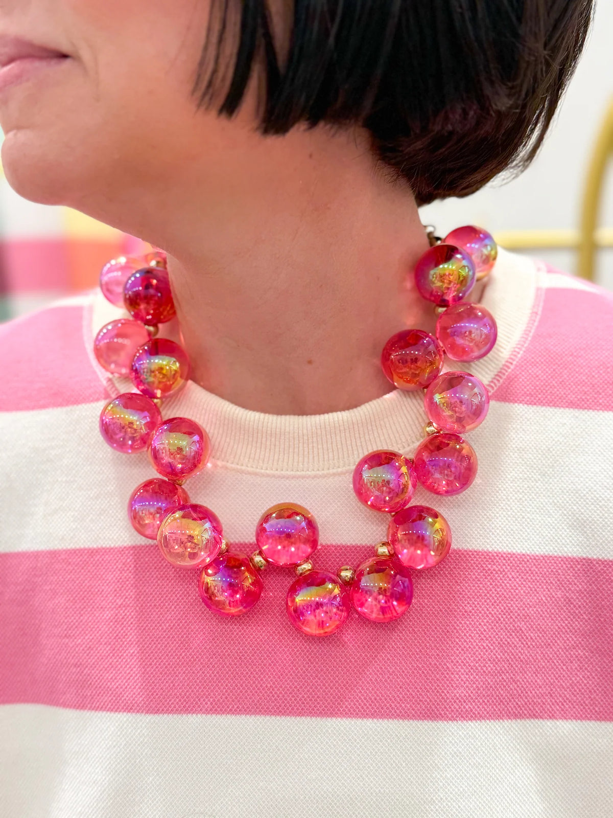 9.8.26 necklace hot pink bubble necklace set