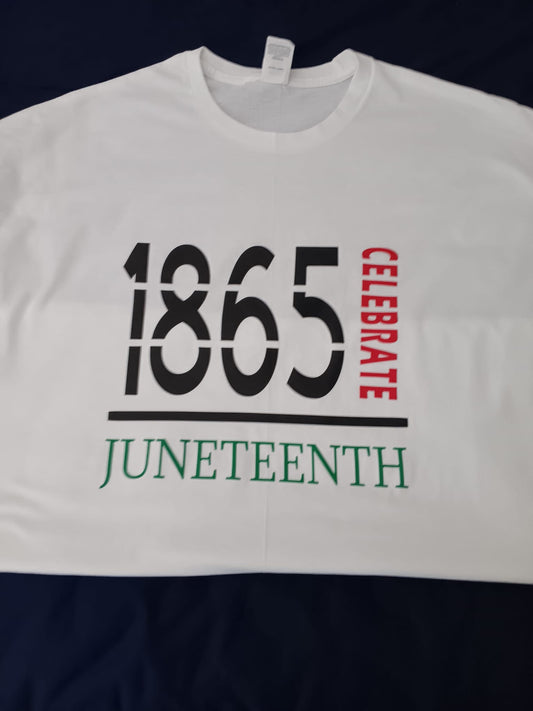 6.2.24 T-shirt junetheen celebrate black stencil letters