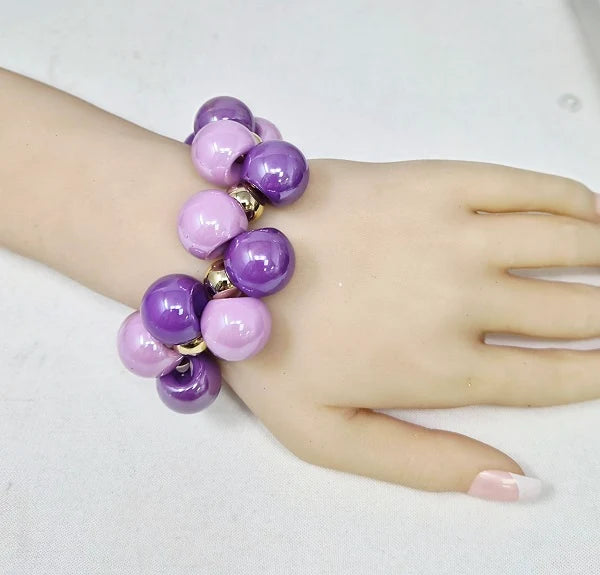 9.17.26 Necklace set purple/lilac bubble set w bracelet