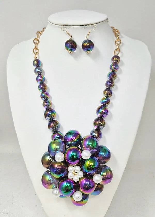 7.13.26 Necklace set Bubble w pearl bubble pendant