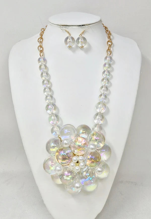 7.13.26 Necklace set Bubble w pearl bubble pendant