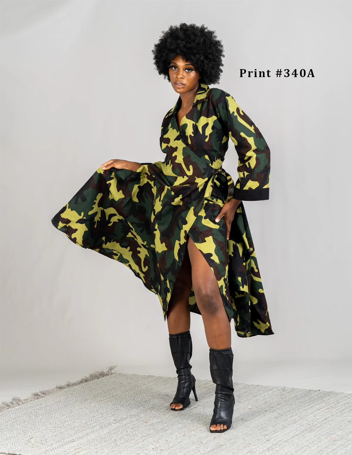 8.22.25 Dress NF green camo wrap dress up to 1x