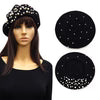 10.22.25 Beret wool w pearl beading/rhinestone