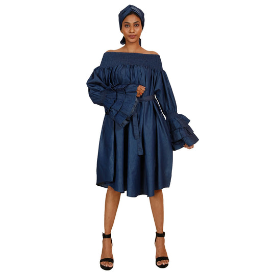 2.2.26 Dress AS mid length ruffle sleeve smock, dress