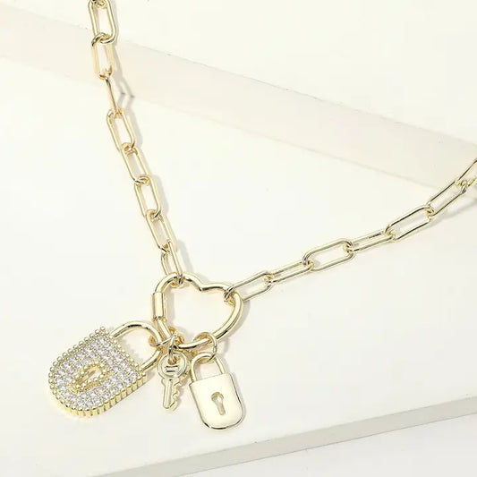3.11.26 Necklace 14k plated lockkey gold
