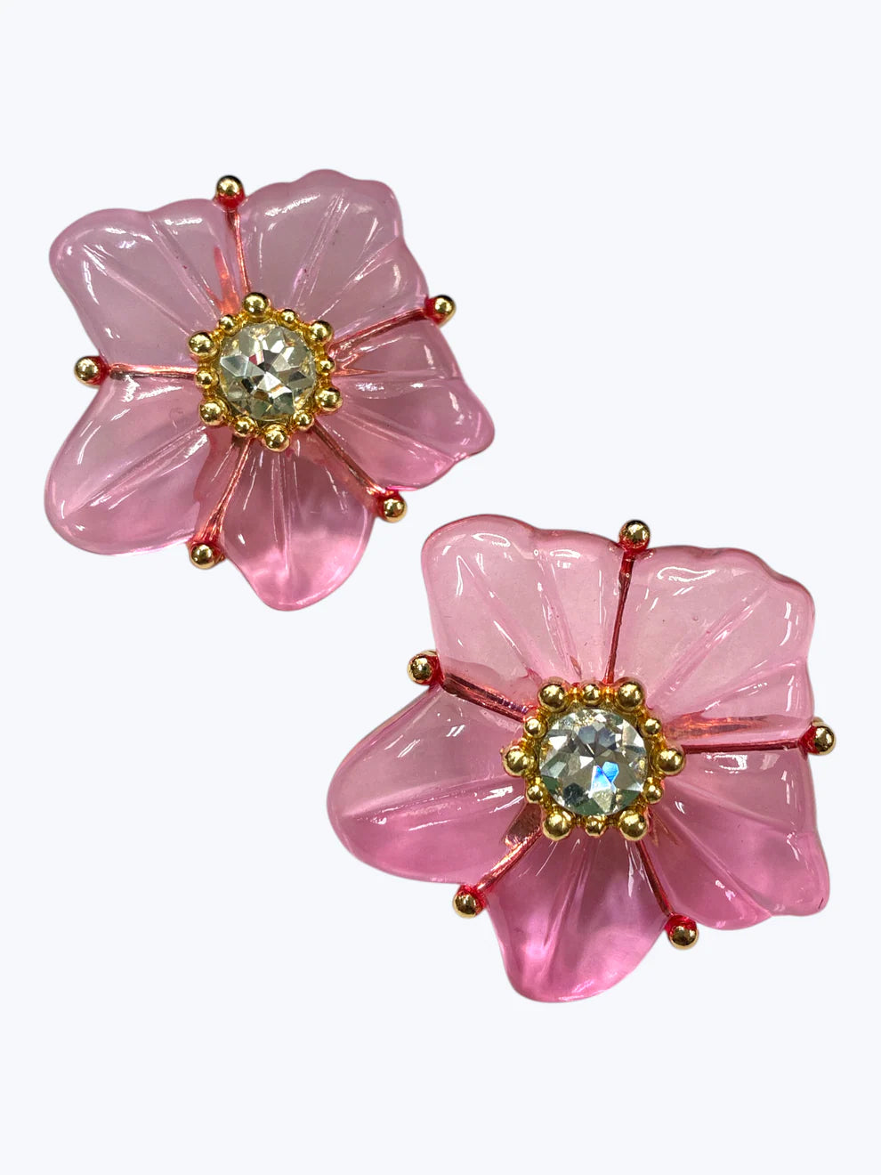 7.13.26 Earring clear crystal center flower