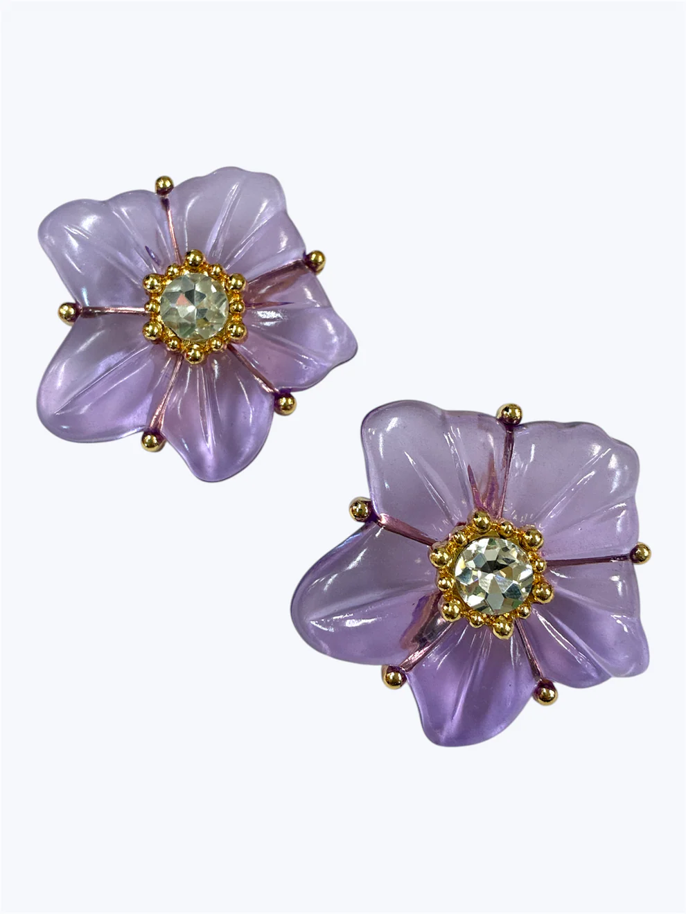 7.13.26 Earring clear crystal center flower