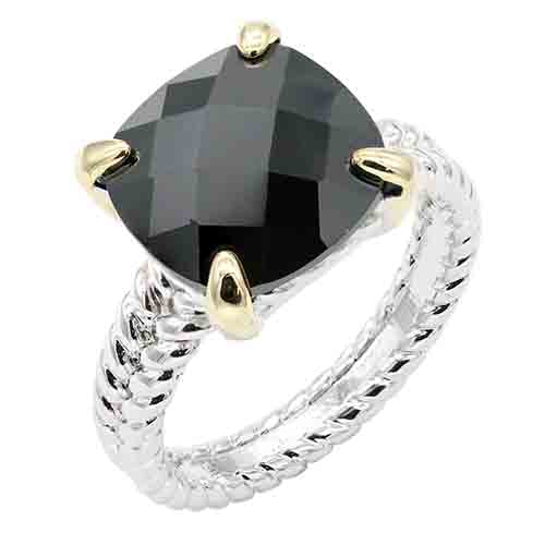 9.1.25 Ring silver gold CZ stone size 9