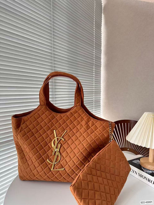 10.22.25 Purse YSL Tote copper brown quiltted