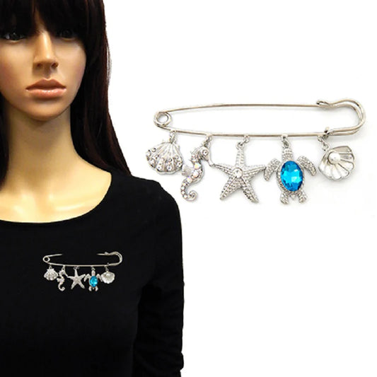 5.25.25 Brooche safety pin w charms