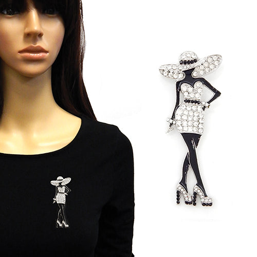 10.7.26 Brooche Lady in bling w hat