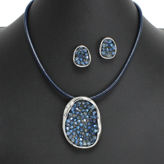 6.12.25 Bracelet Blue  DRUZY GLASS BEADED  blue