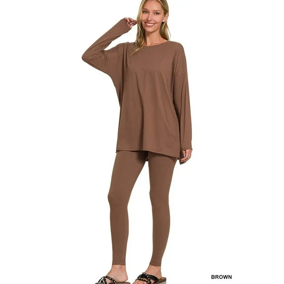 10.3.25 Legging set choc brown 2 pc