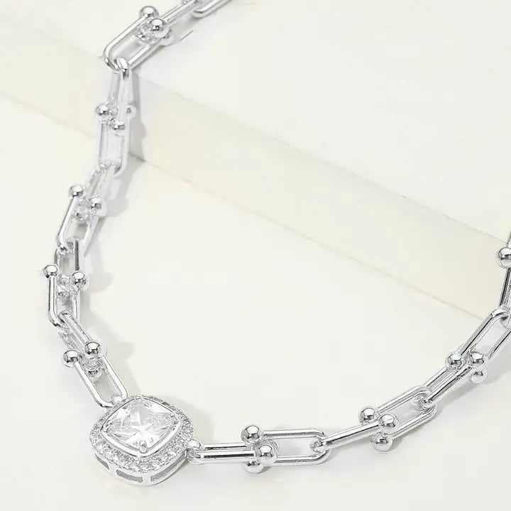 4.1.26 14K Gold Plated Square Cz Stone chain square