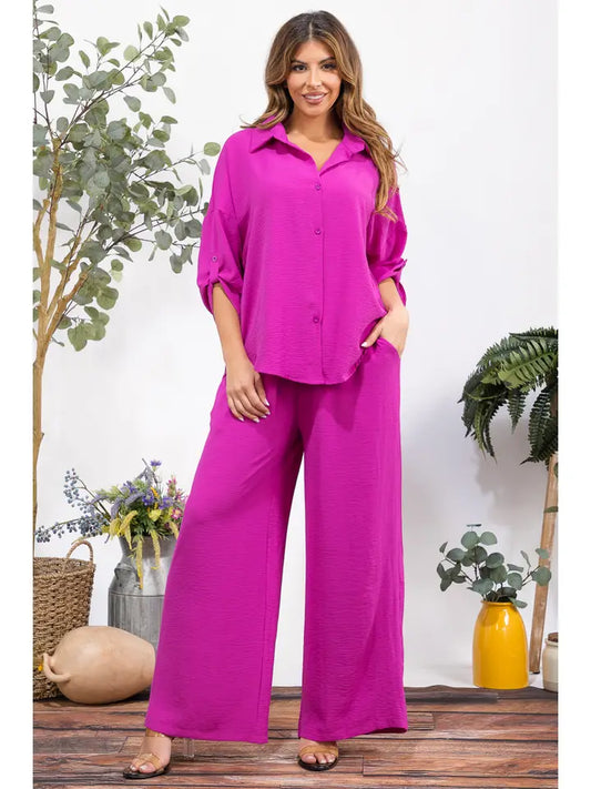 9.6.25 Pants set Fuscia 2pc set