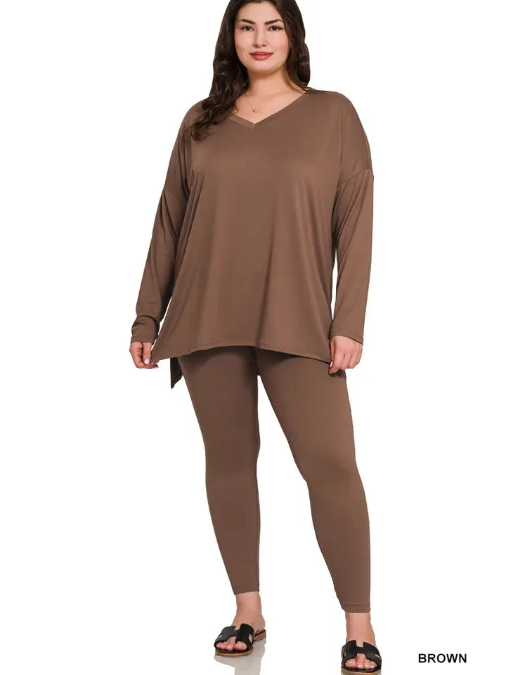 10.7.26 Legging set Zenana brown legging long sleeve