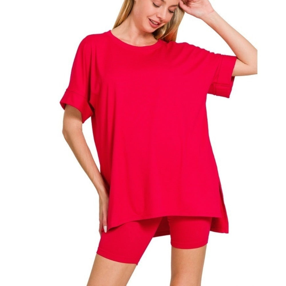 7.28.26 Short set Zenana red biker short