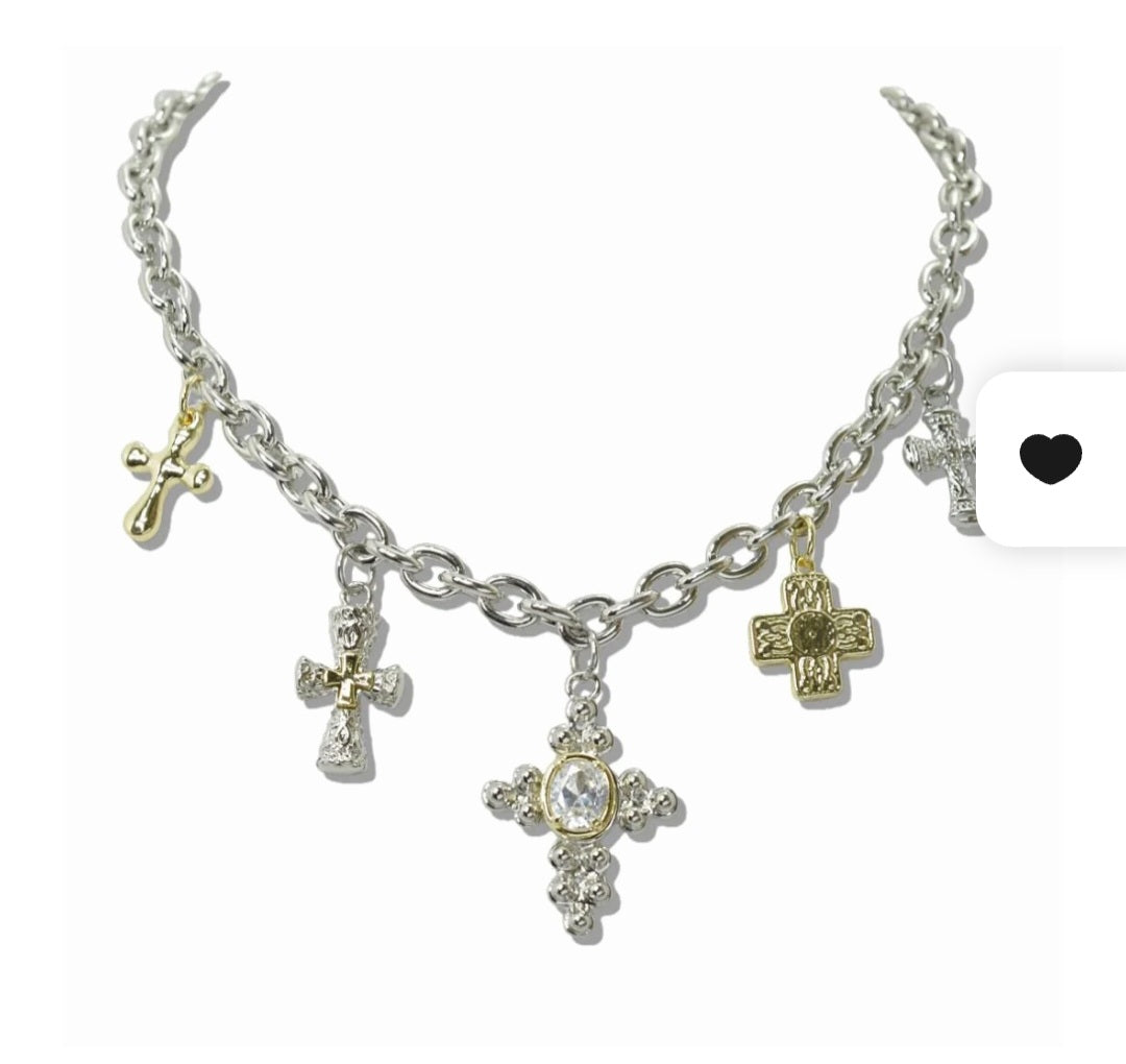 9.24.26 necklace dy multi cross bracelet