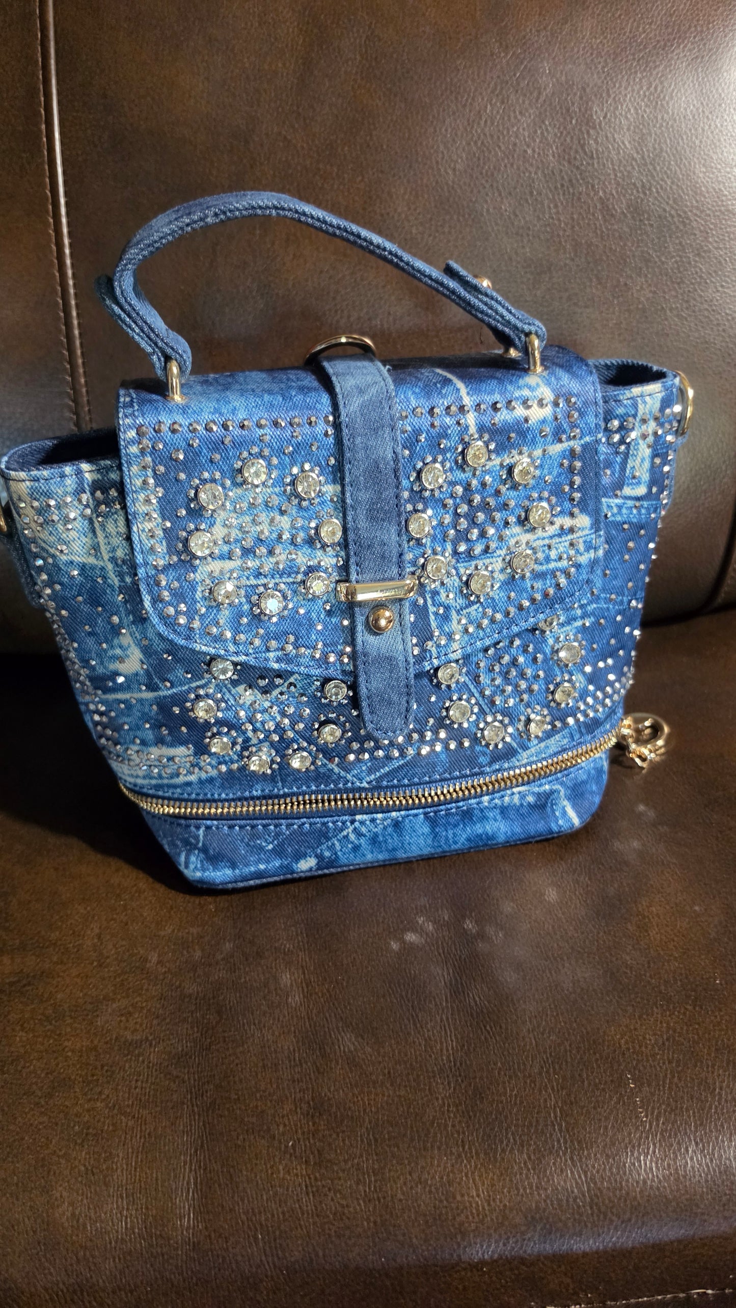 8.20.26 Purse Denim acid wash bling