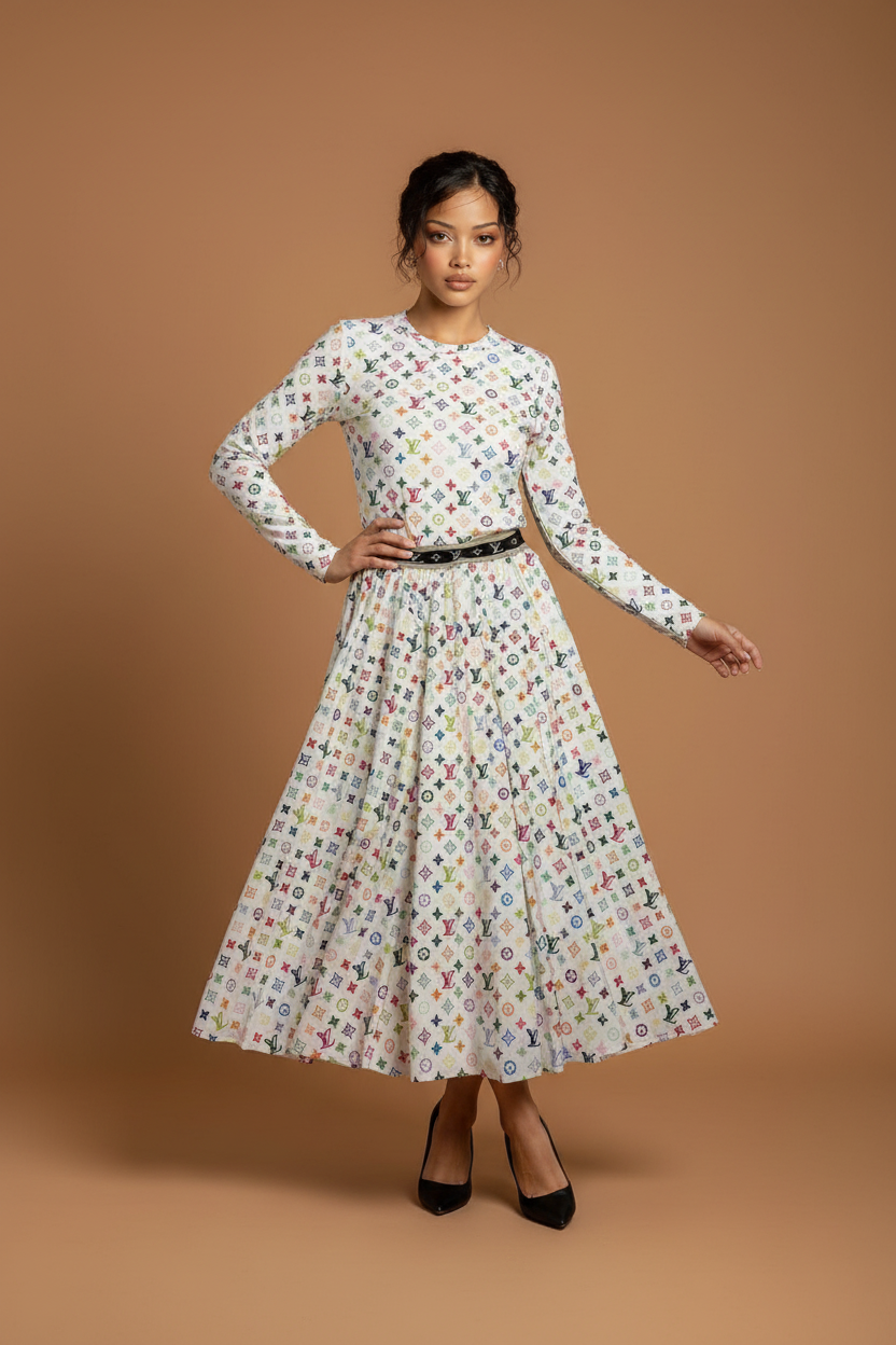 10.24.25 Skirt Set L design 2pc skirt set white L blue 1x