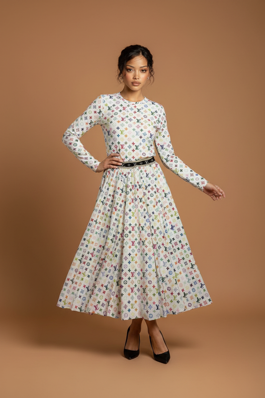 10.24.25 Skirt Set L design 2pc skirt set white L blue 1x