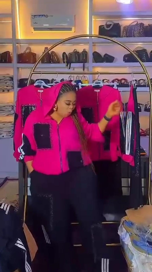 3.6.26 Jogger hot pink/ sequin patches set