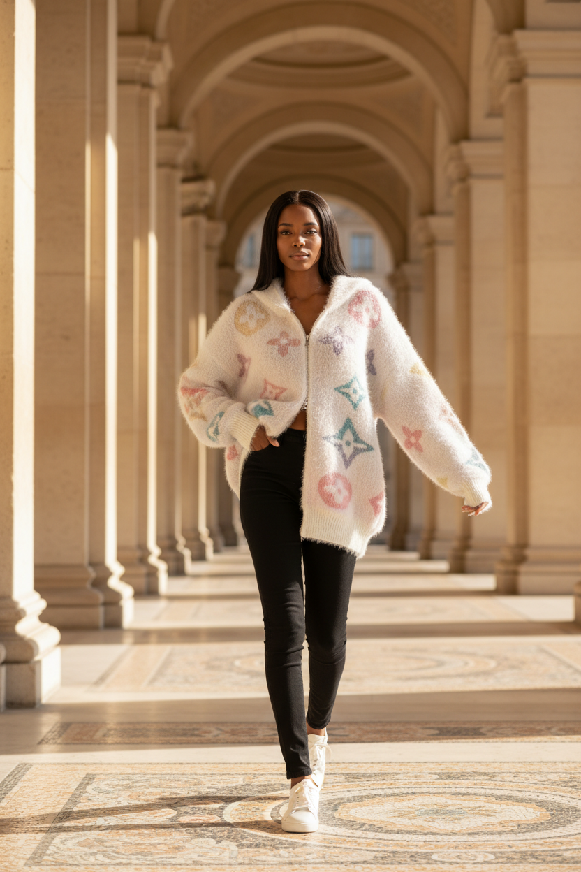 12.18.25 Sweater pastel color L zip up