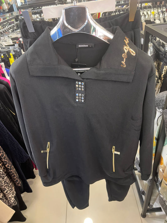 9.17.25 Pants set Vogue collar bling black