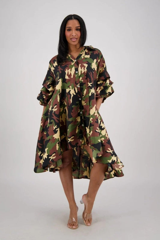 6.8.25 Dress Shante camo w rhinestone highlow up to 2x