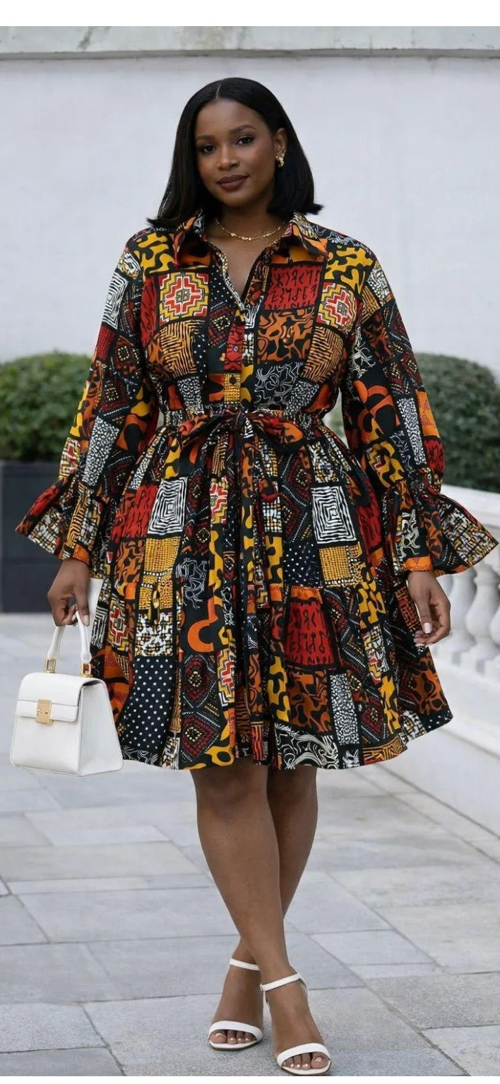 9.24.26 Dress mid long sleeve ruffle
