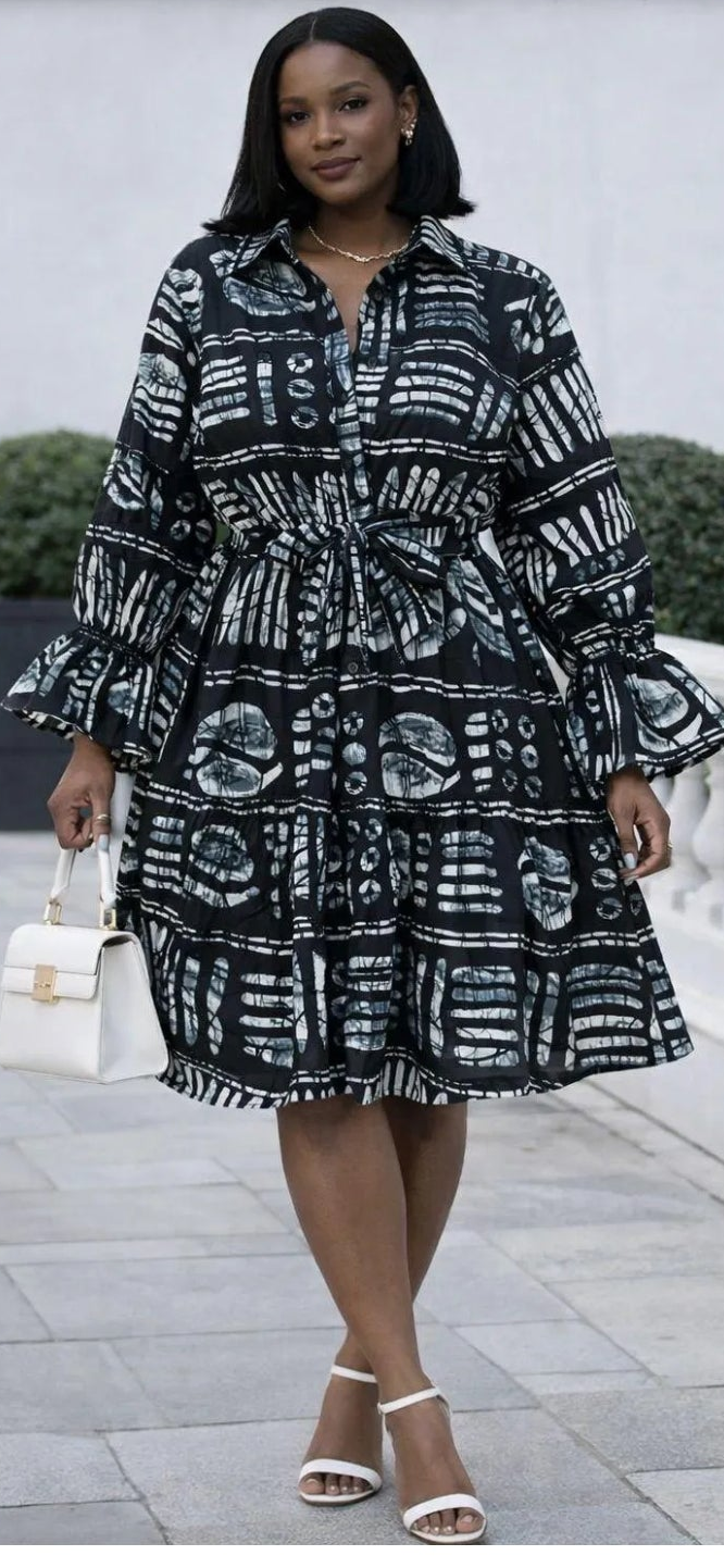 9.24.26 Dress mid long sleeve ruffle