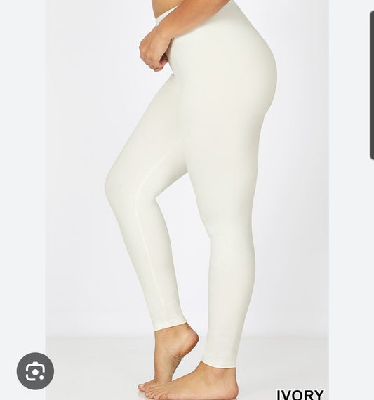 8.13.25 Leggings Zenana Ivory white plus