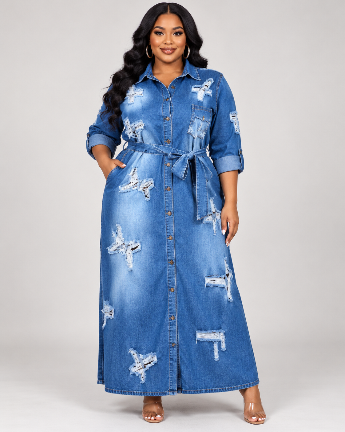 10.12.26 Dress  SNS Denim dress w crosses
