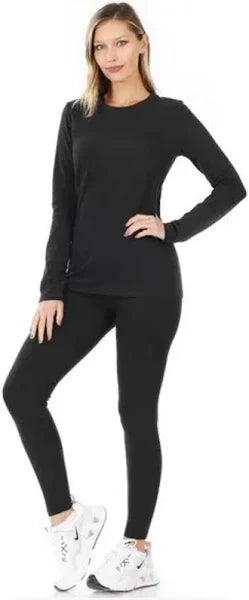 10.14.25 Leggings set Zenana black 2pc round neck
