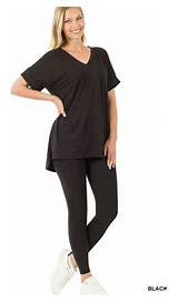 8.6.25 Leggings set black vneck legging set