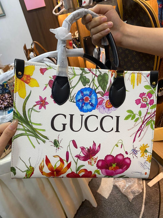 8.25.25 Purse G white w colorful floral tote