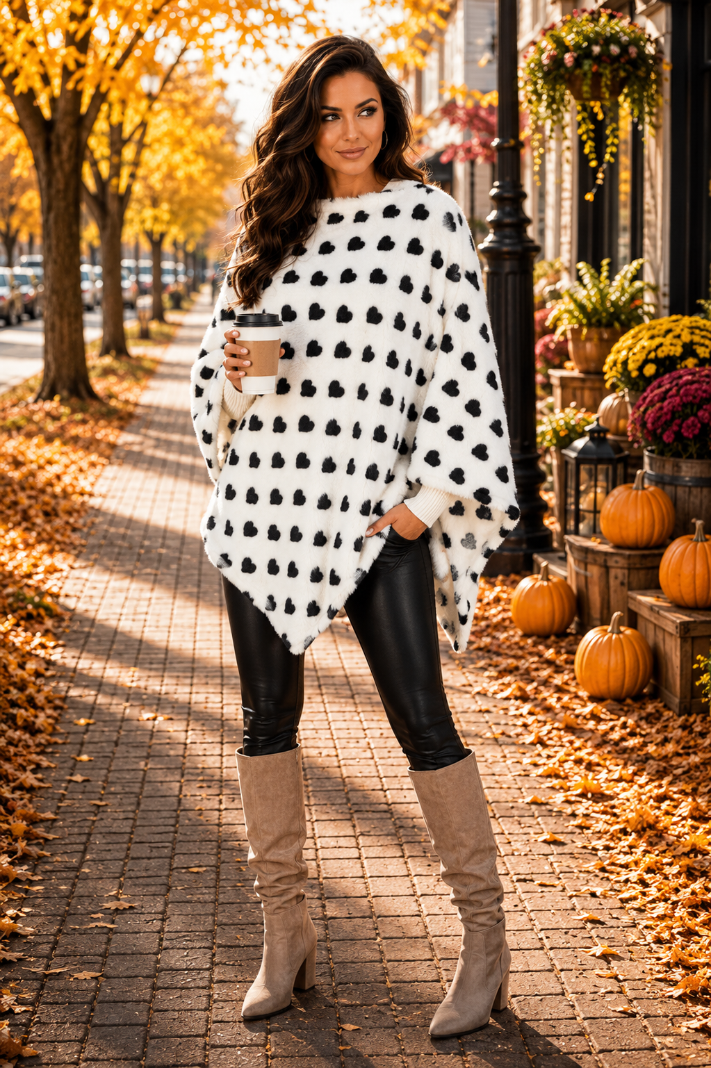9.3.26 Poncho supersoft w heart pullover OS