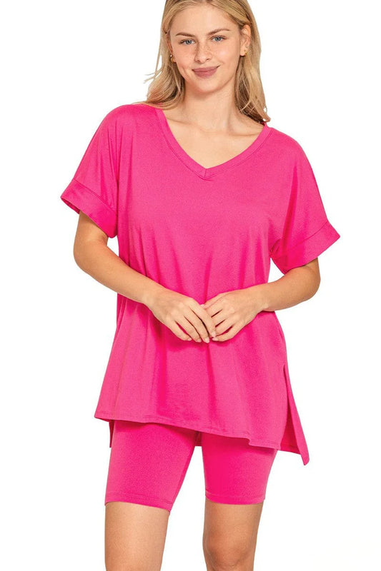 5.29.26 Shortset zenana Fuscia 2pc set