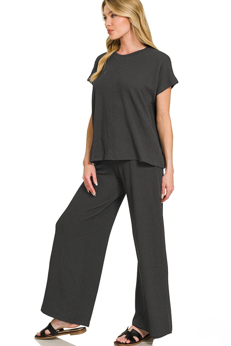 9.17.26 Pants set Zenana black 2 pc ribbed texture sz L/xl